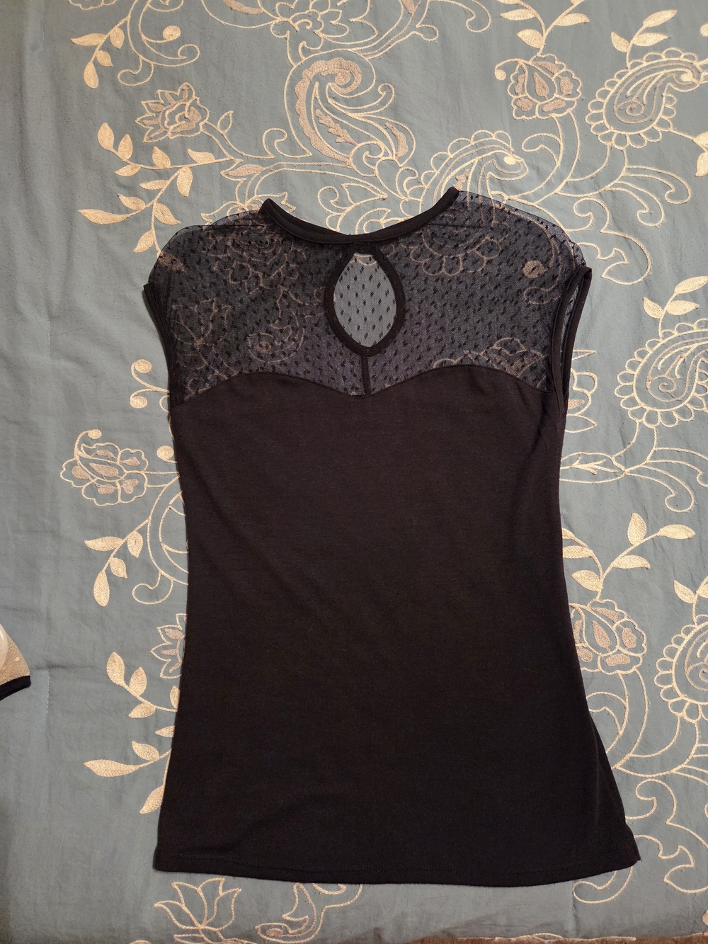 Vintage Inspired Women’s Black Lace Yoke Tank Top